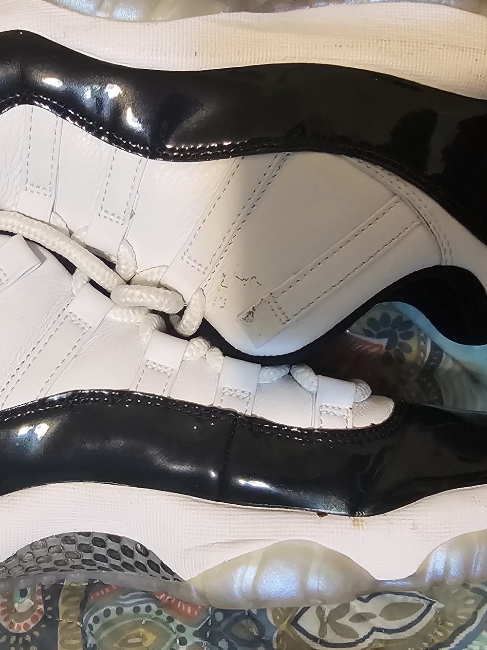 Jordan White and Black Patent Low-Top Sneakers